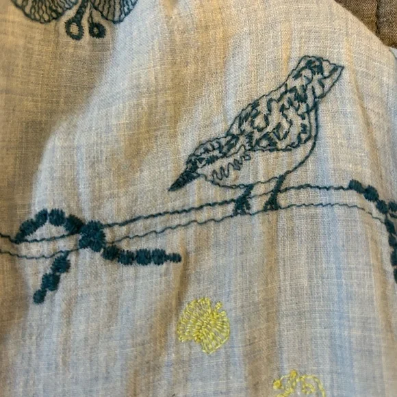Unusual Japanese Tunic Dress Smock Embroidered Birds M/L - Picture 5 of 6